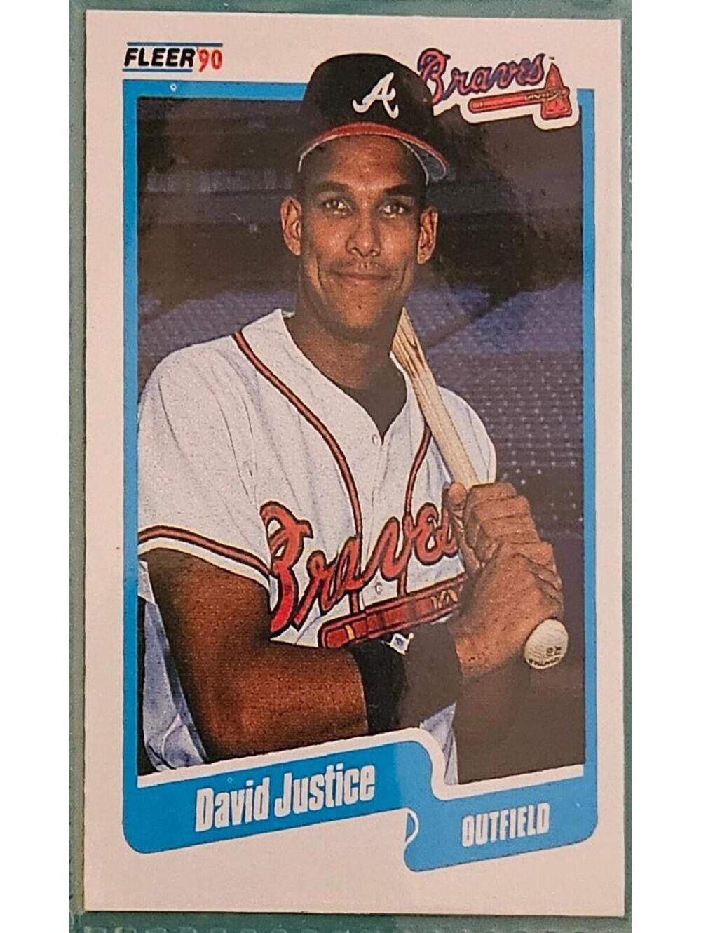 1990 Fleer David Dave Justice #586 Rookie Baseball Card RC Atlanta Braves